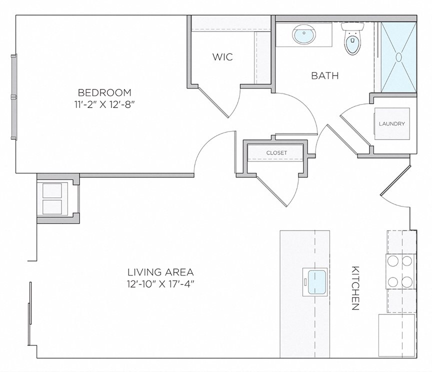 1 bedroom floor plan Suburban Square apartments